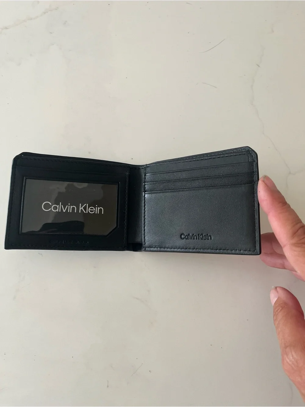 Calvin Klein Black Men's Leather Bifold Wallet with Logo